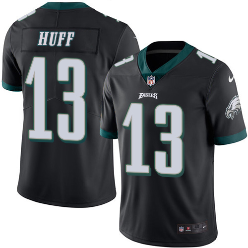 Men's Elite Josh Huff Nike Jersey Black - #13 Rush NFL Philadelphia Eagles